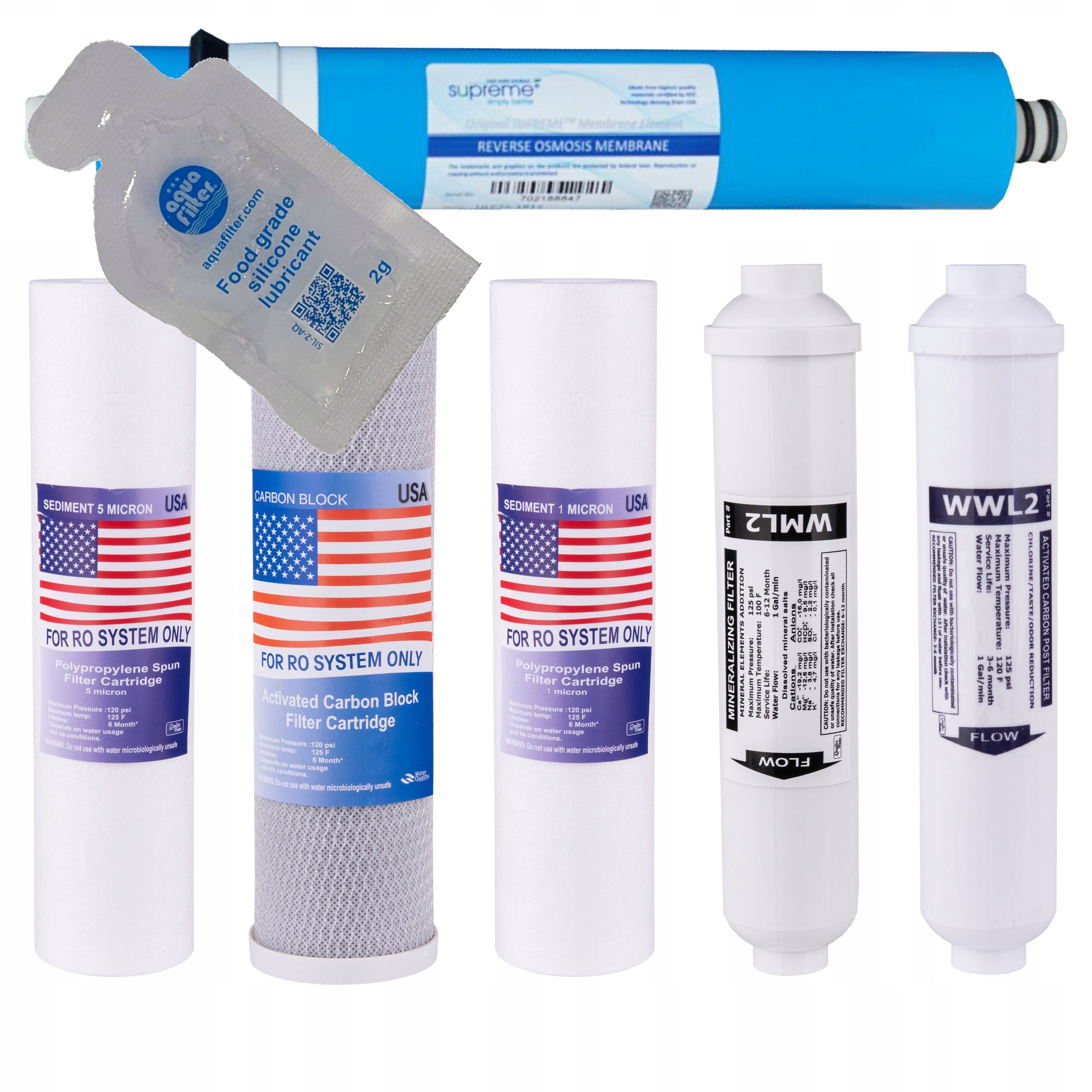 SET OF OSMOSIS CARTRIDGES FOR RO RO6 FILTERS MEMBRANE