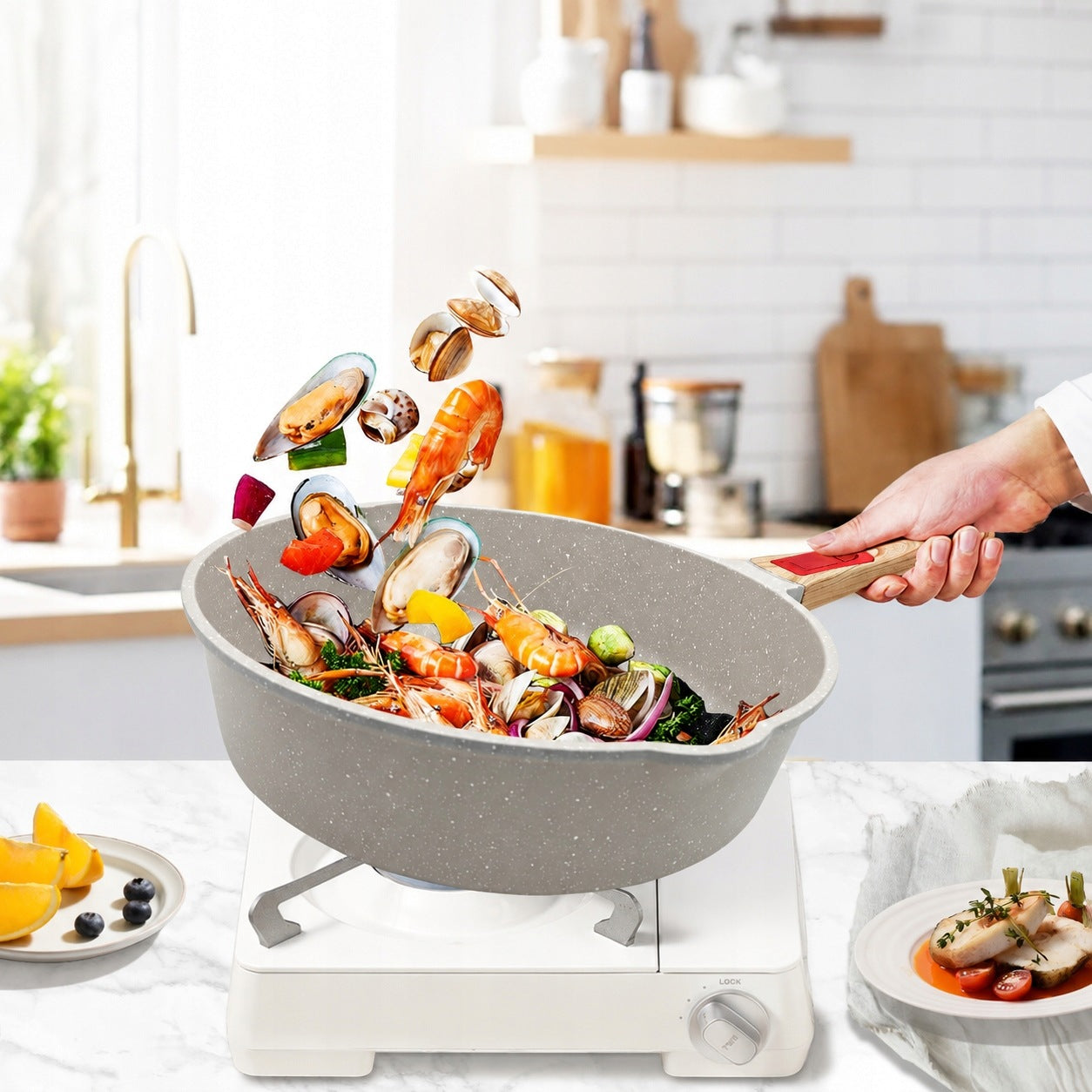 SET OF PANS AND POTS 10EL. | ALUMINUM | INDUCTION | REMOVABLE HANDLES Manufacturer code AIKENBBKK