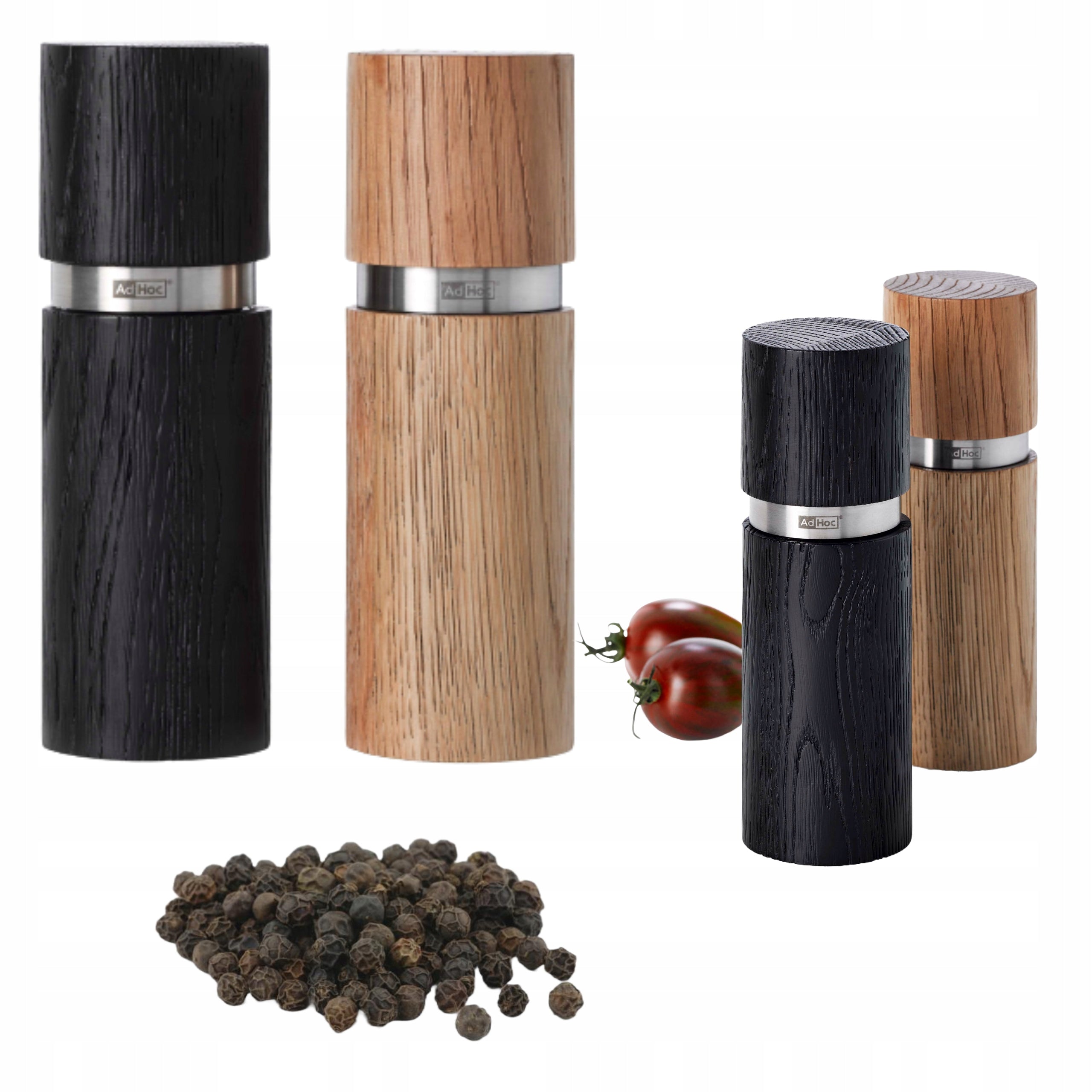 SET OF PEPPER AND SALT GRINDERS 15 cm AdHoc hand grinder 2 pcs ash