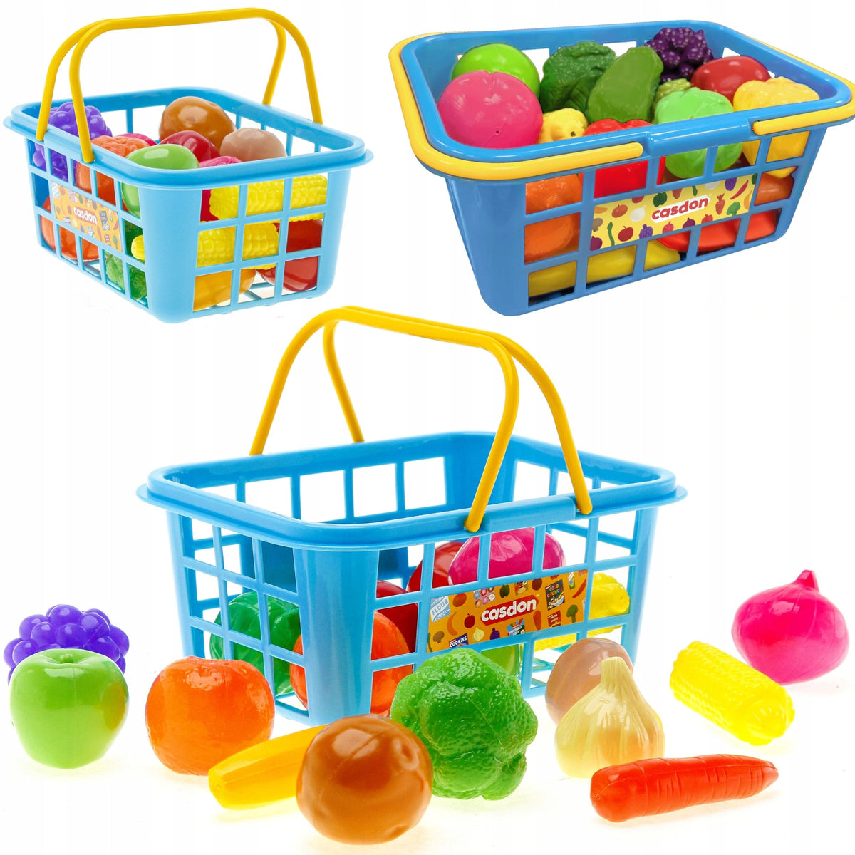 SET OF PLASTIC FRUIT VEGETABLES FOR KITCHEN SHOPPING CART CASDON 21 CM