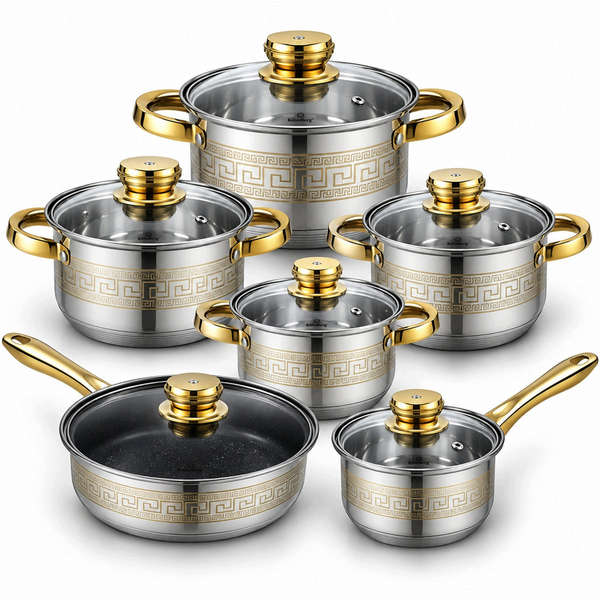 SET OF POTS 12 EL POTS LIDS INDUCTION FOR GAS STAINLESS STEEL