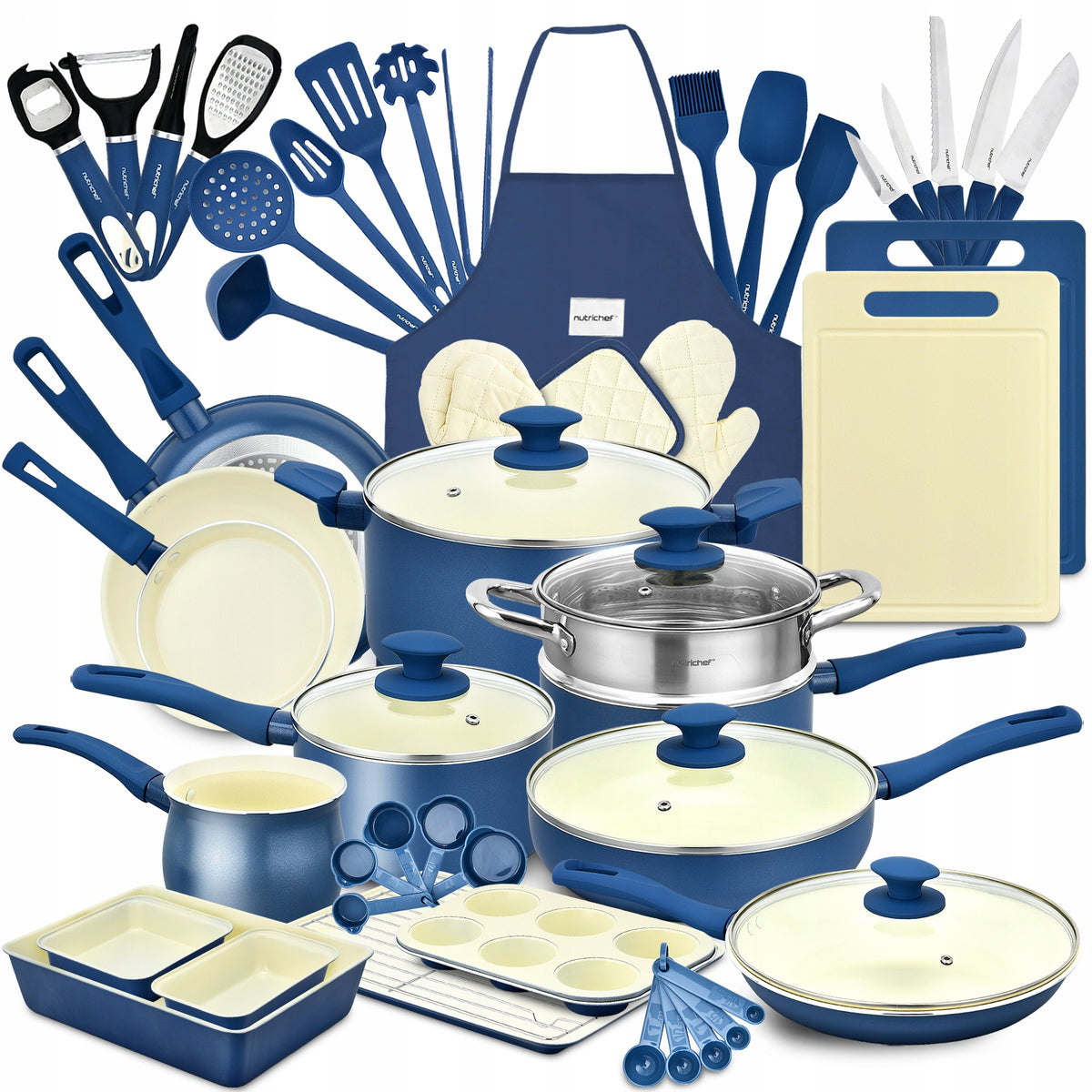 SET OF POTS 54 ELEMENTS KITCHEN UTENSILS PANS LARGE NUTRICHEF