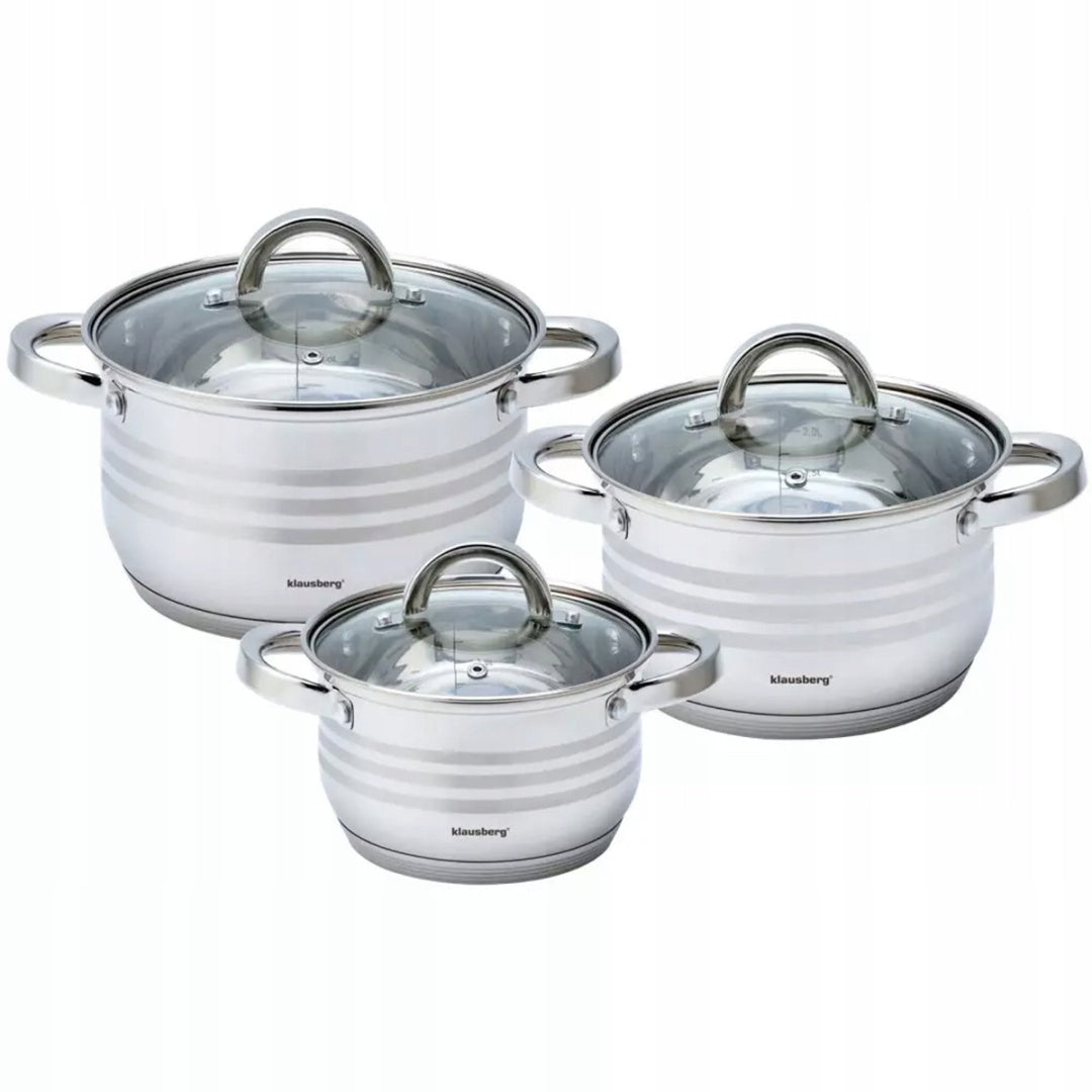 SET OF POTS 6 ELEMENTS SET INDUCTION MARBLED GAS