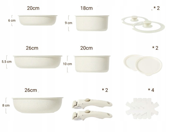 SET OF POTS AND PANS 15 EL 2X DETACHABLE HANDLE GAS INDUCTION Manufacturer code 5905399714710