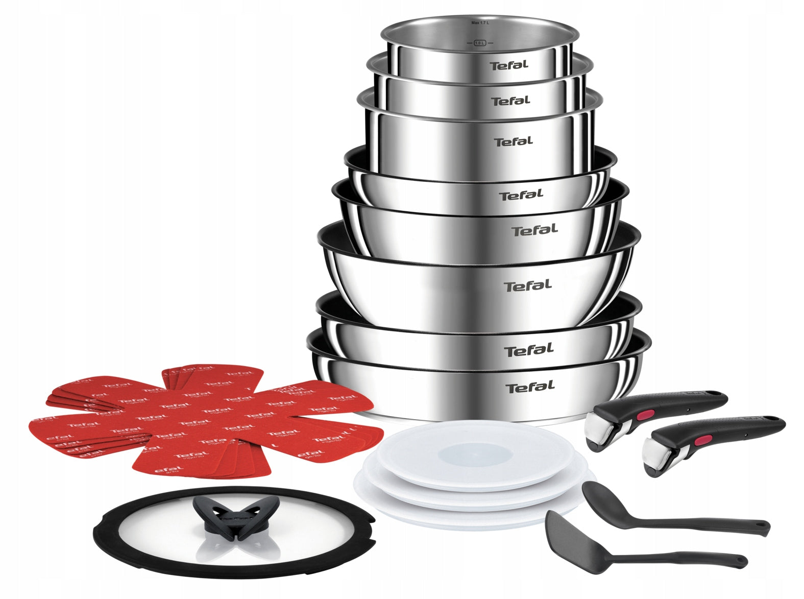 SET OF POTS AND PANS INDUCTION TEFAL 20el STAINLESS STEEL