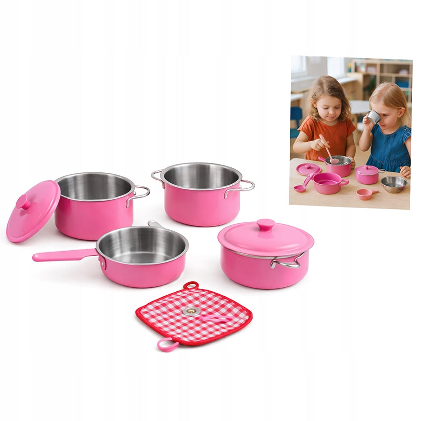 SET OF POTS FOR CHILDREN Metal Akcesoria Kitchen Pink 21 cm Packaging status original
