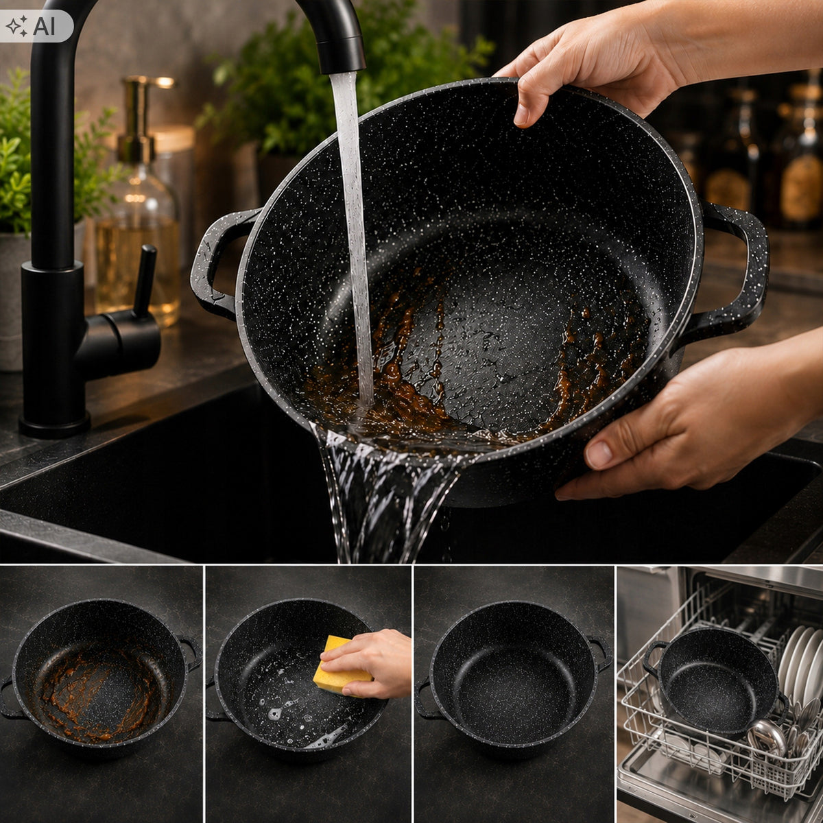 SET OF POTS FOR INDUCTION GAS SET OF MARBLED POTS 17 EL Packaging status original