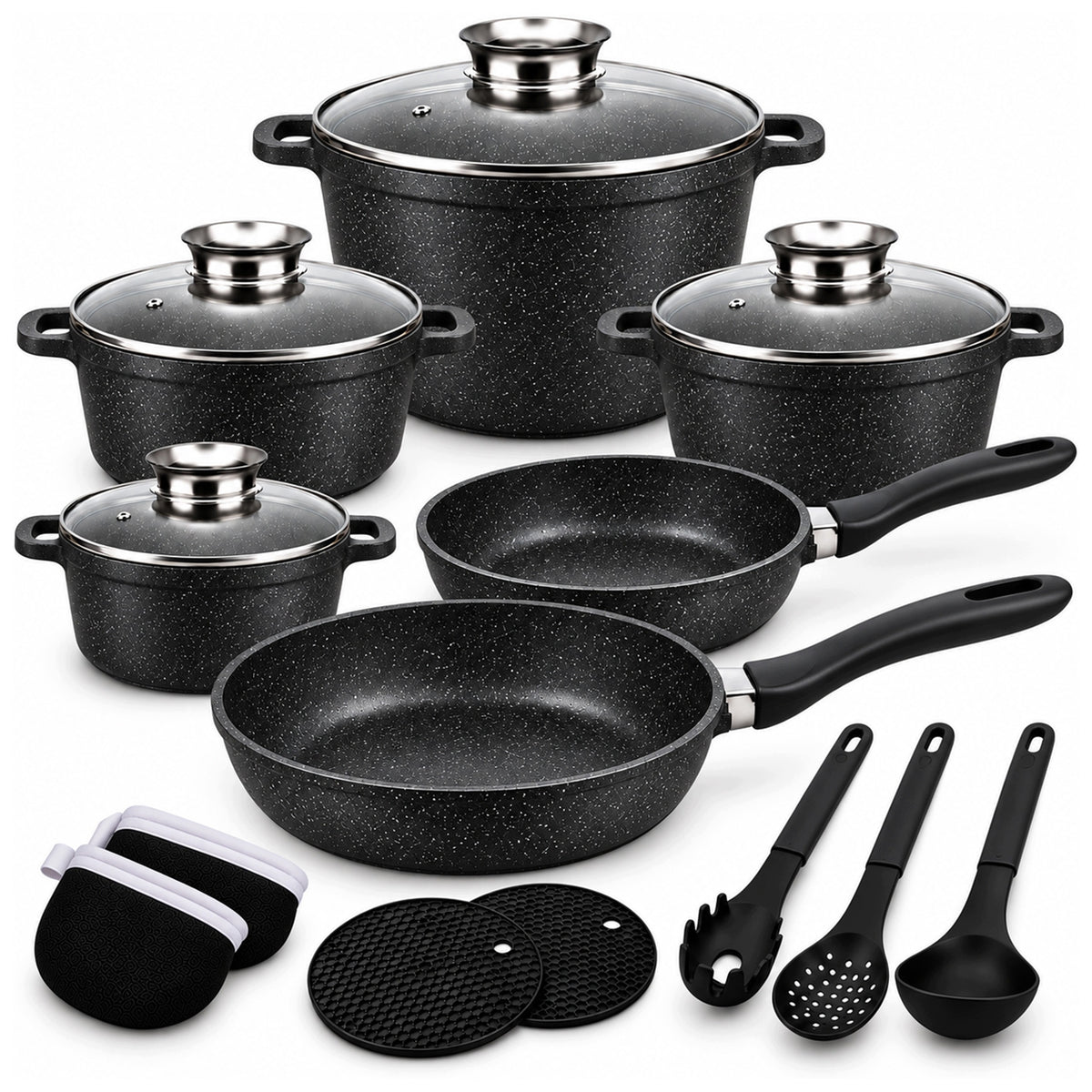SET OF POTS FOR INDUCTION GAS SET OF MARBLED POTS 17 EL