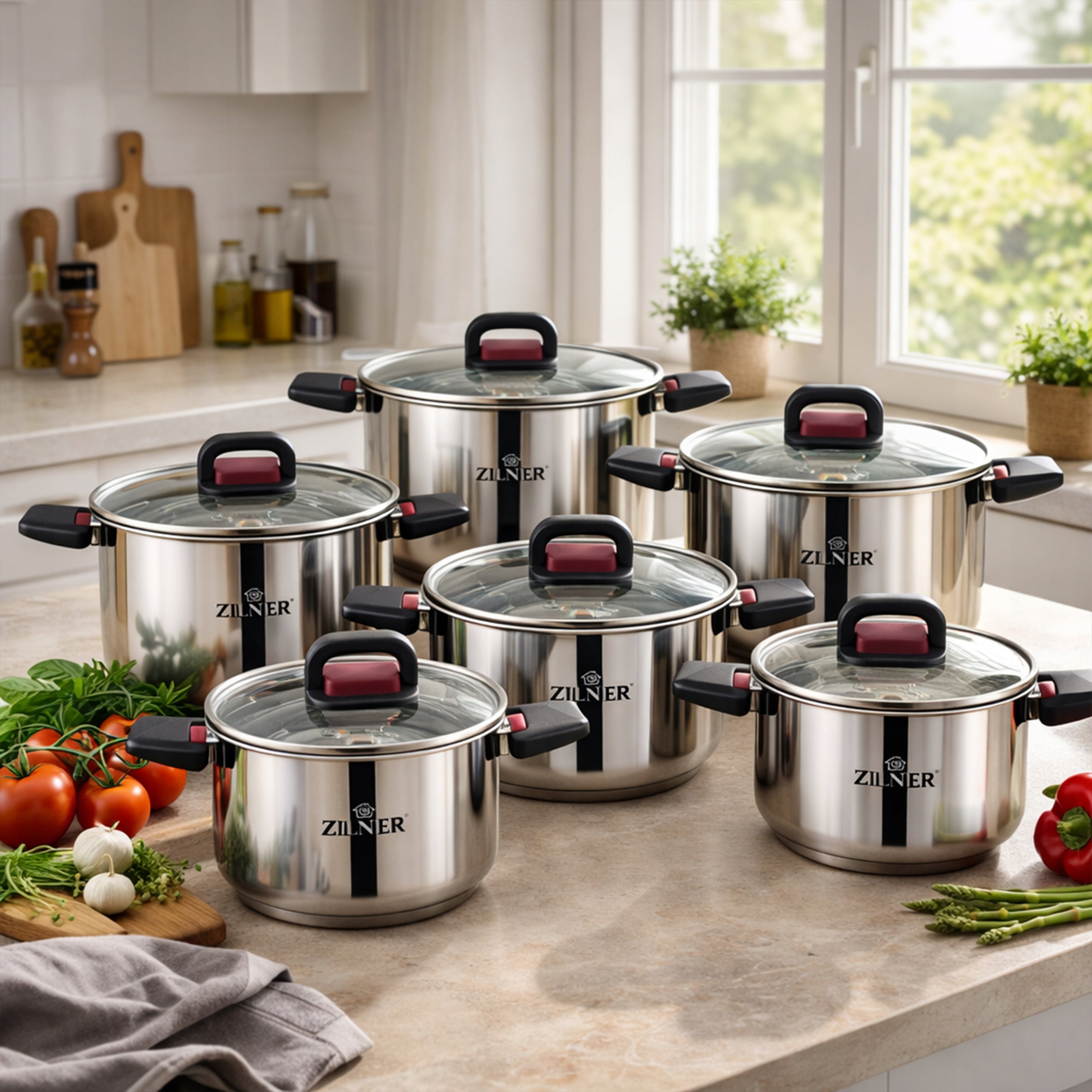 SET OF POTS FOR INDUCTION GAS STAINLESS STEEL COMPACT POTS 12 ELE Coating type steel