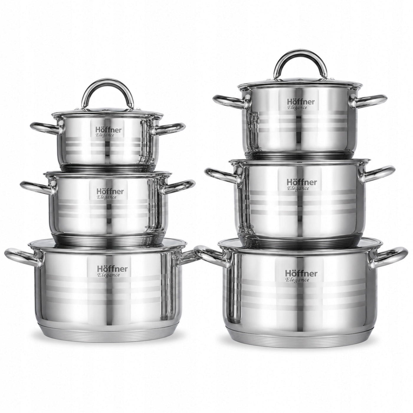 SET OF POTS FOR INDUCTION / GAS STAINLESS STEEL POTS SET OF 12 EL. Packaging status original