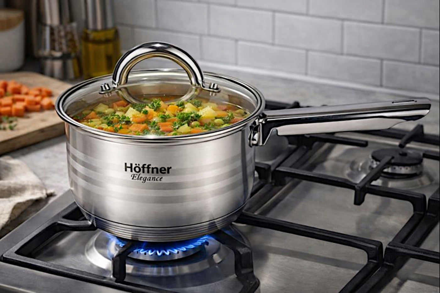 SET OF POTS INDUCTION / GAS PAN SAUCEPAN POTS STAINLESS STEEL 12 EL Line POŁYSK