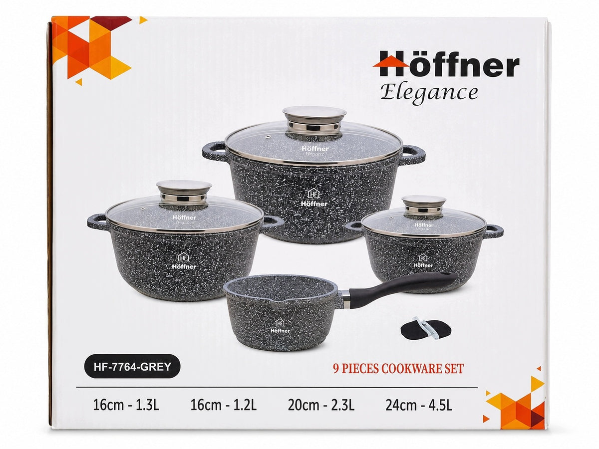 SET OF POTS INDUCTION SET GAS POTS MARBLE SAUCEPAN LIDS 9 EL Packaging status original