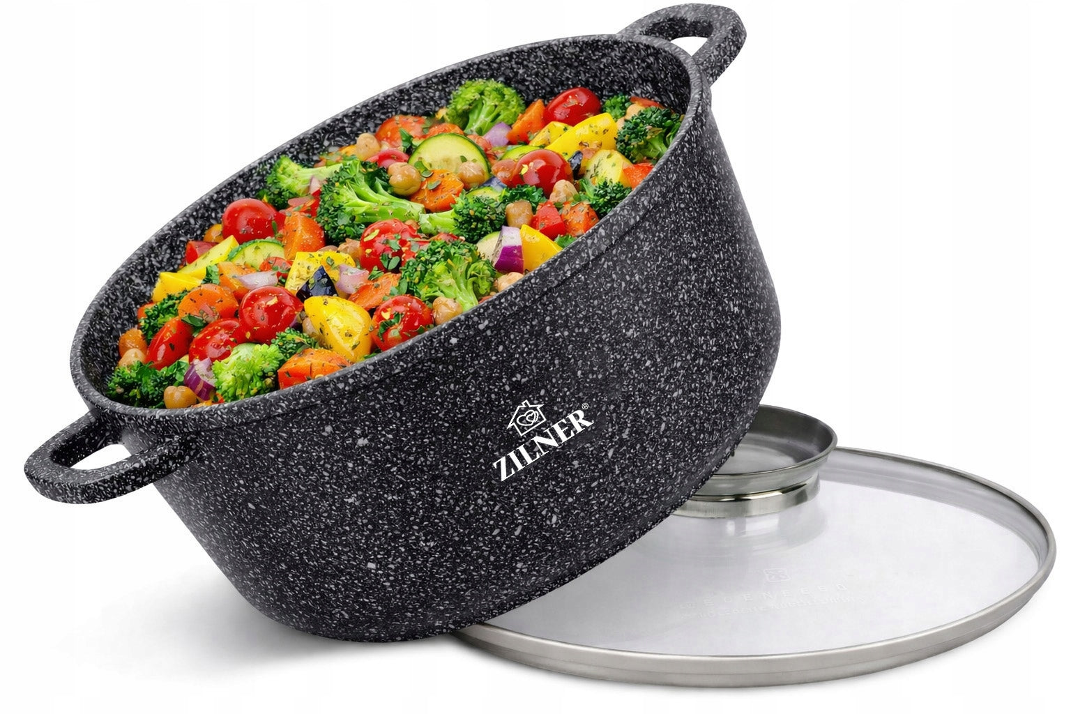 SET OF POTS INDUCTION SET OF POTS GAS PAN MARBLE LIDS 17EL Color black
