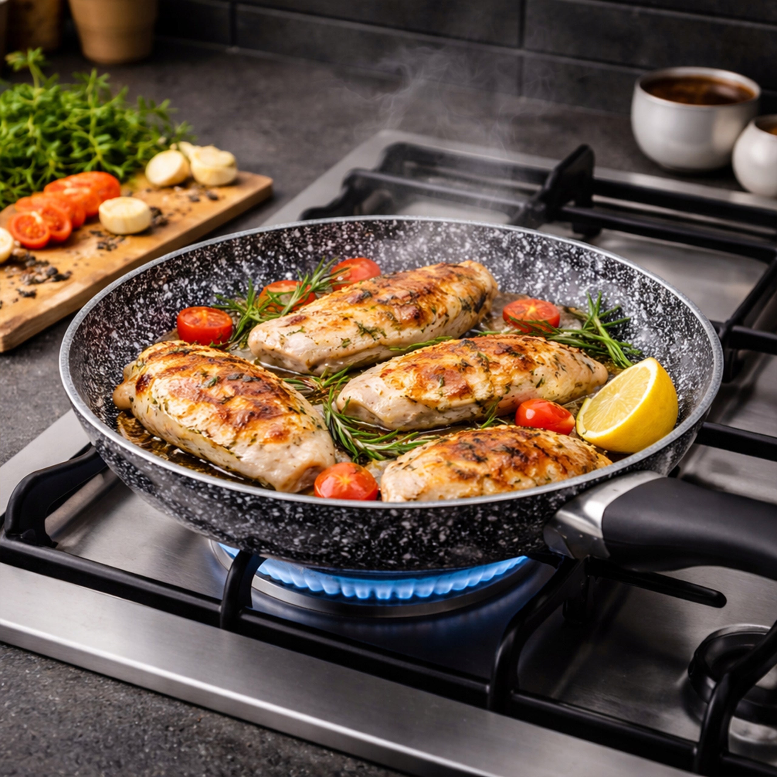 SET OF POTS INDUCTION SET OF POTS MARBLE PAN SAUCEPAN KNIVES 19ELE Material aluminum