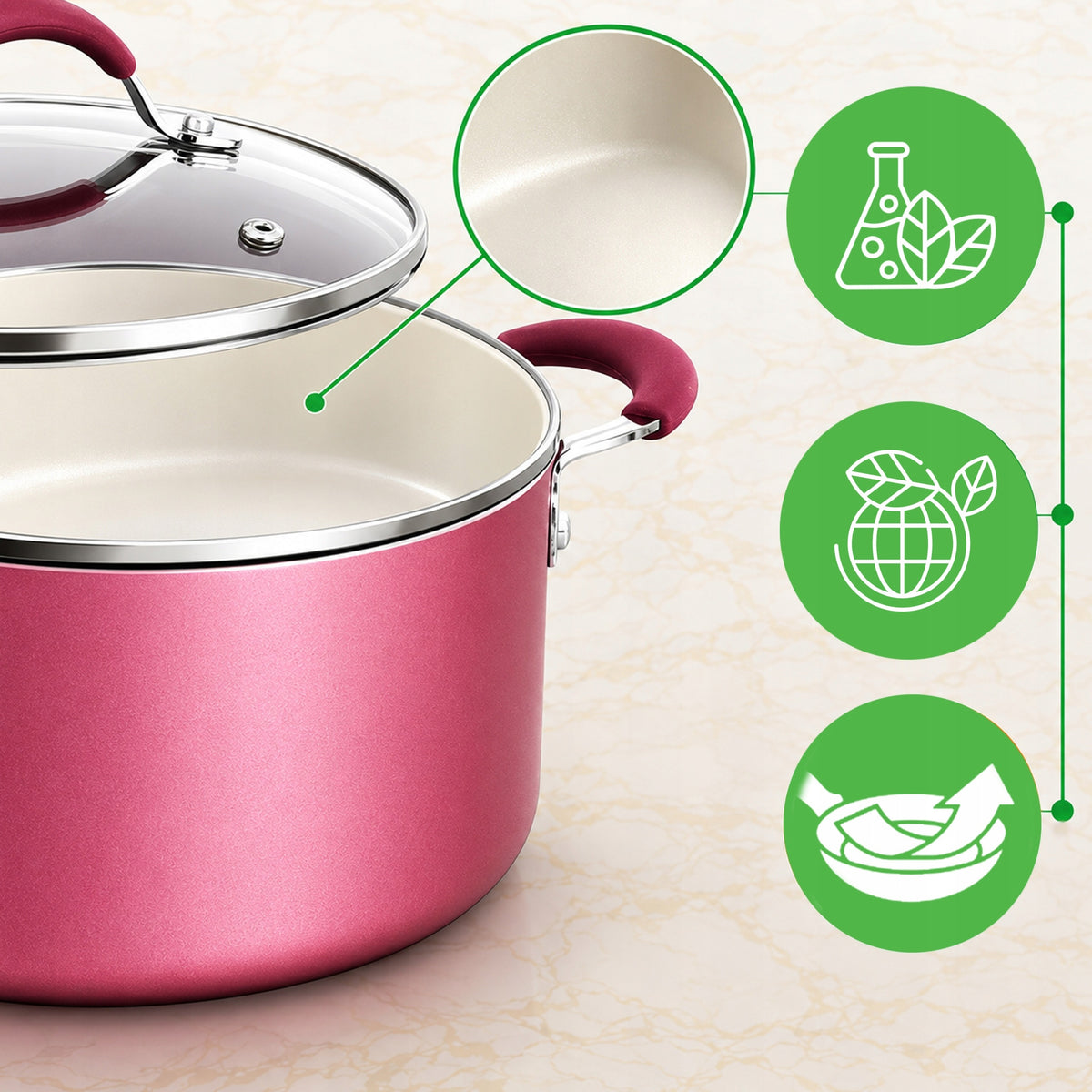 SET OF POTS PANS KITCHEN UTENSILS POTS INDUCTION GAS 20 EL PINK Manufacturer code NCCW20S.5-MAR