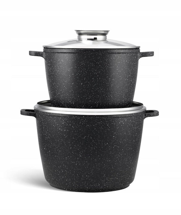 SET OF POTS with lid MARBLE GAS INDUCTION 6L / 10L BLACK Manufacturer code EB 8133