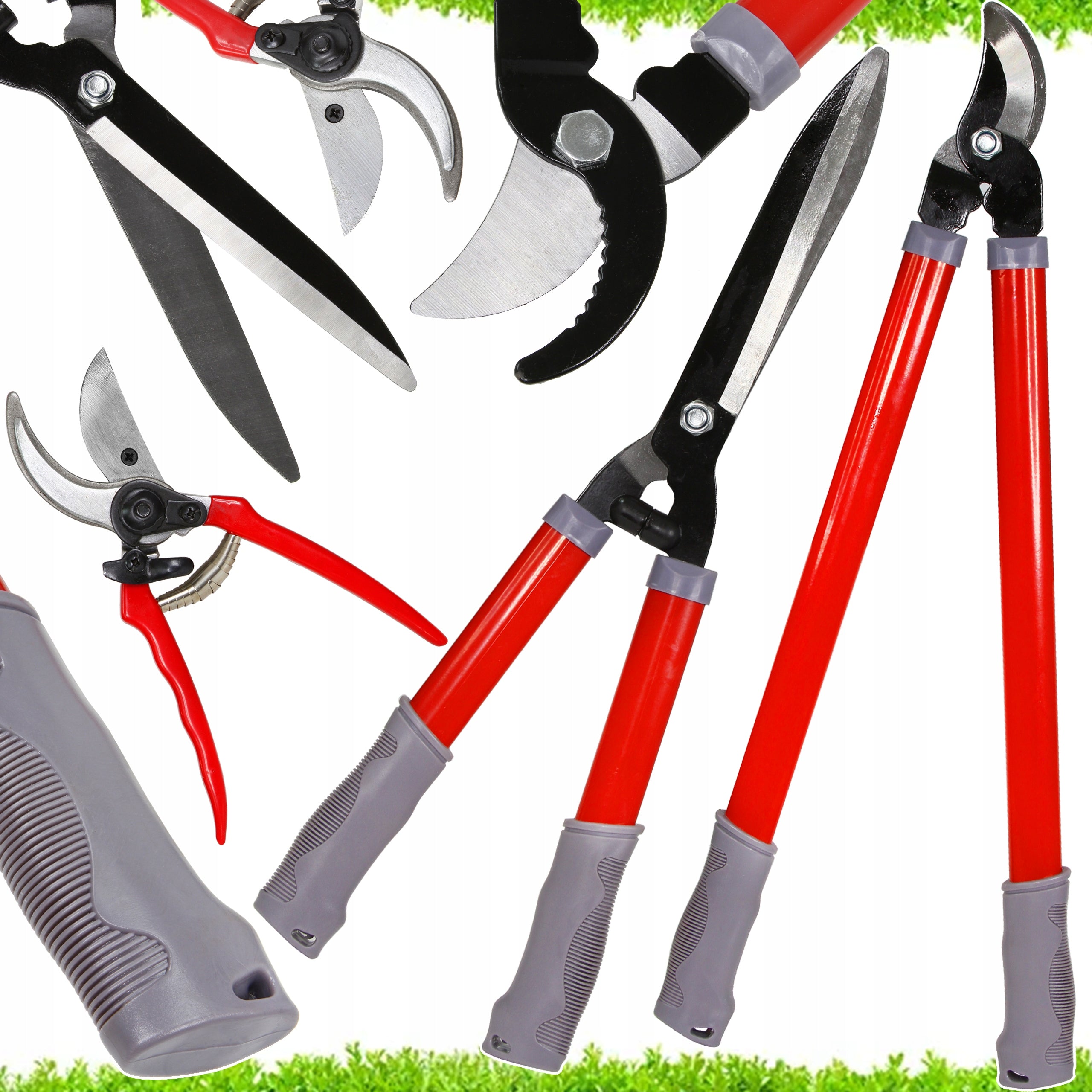 SET OF PRUNING SHEARS AND GARDEN SHEARS FOR HEDGE BUSH BRANCHES 3 PCS PRO