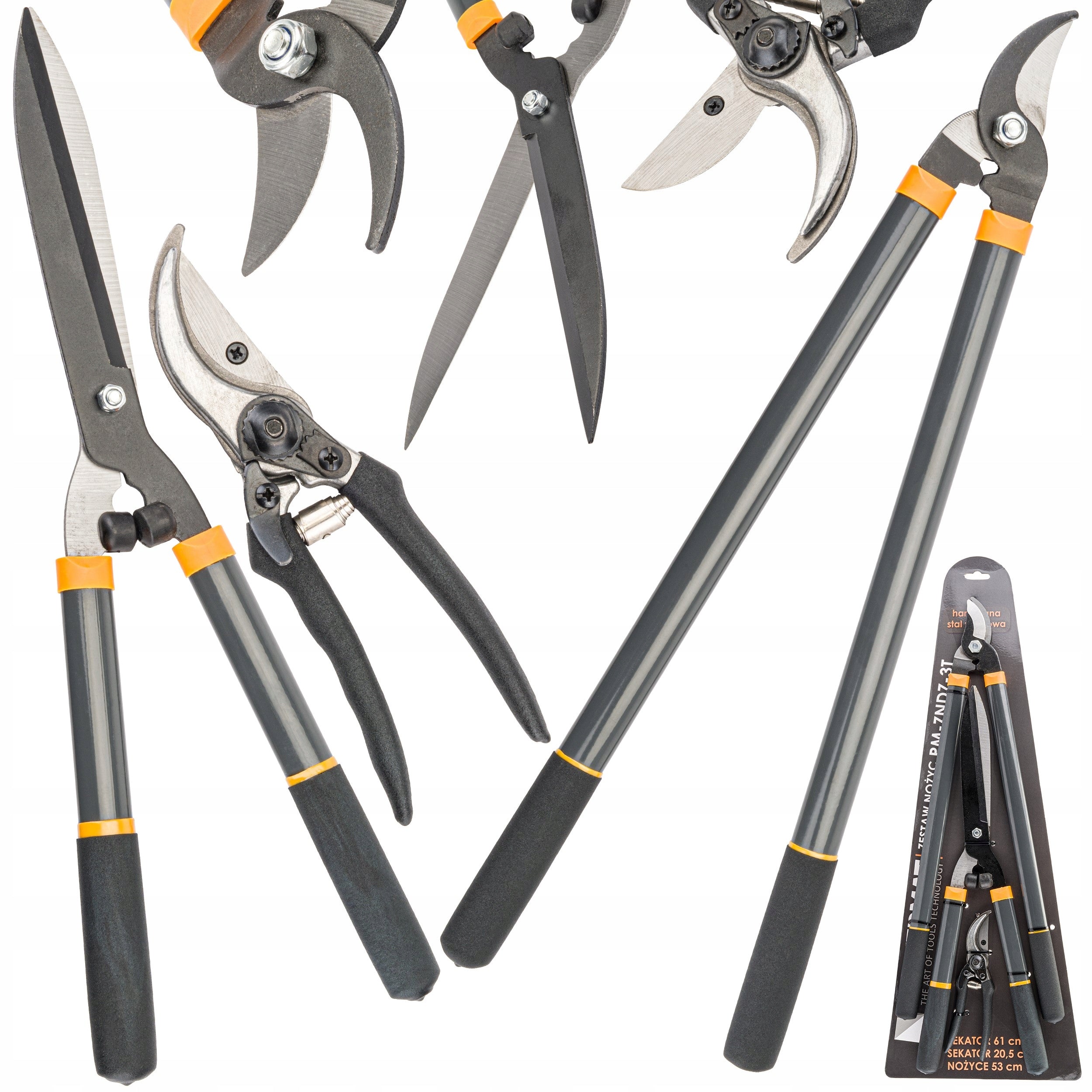 SET OF PRUNING SHEARS AND GARDEN SHEARS FOR HEDGE BUSH BRANCHES 3 PCS