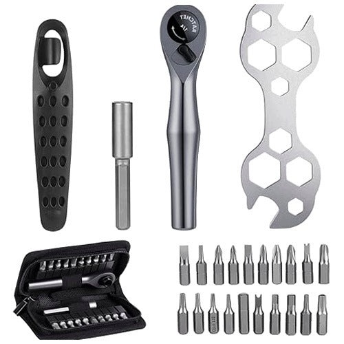 SET OF RATCHET SOCKET WRENCHES MINI STEEL 24 PCS FOR DIYERS