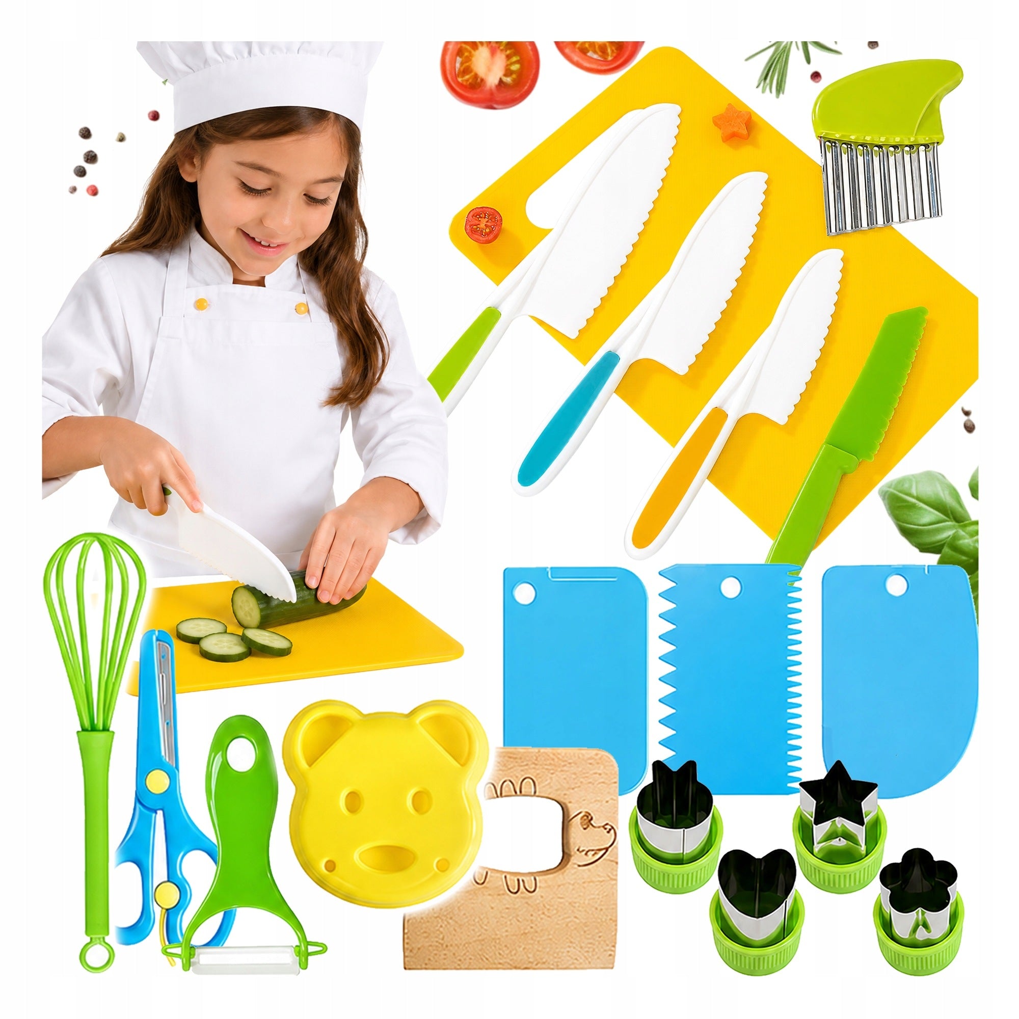SET OF SAFE KNIVES FOR CHILDREN KITCHEN ACCESSORIES FOR CUTTING 17EL Packaging status original