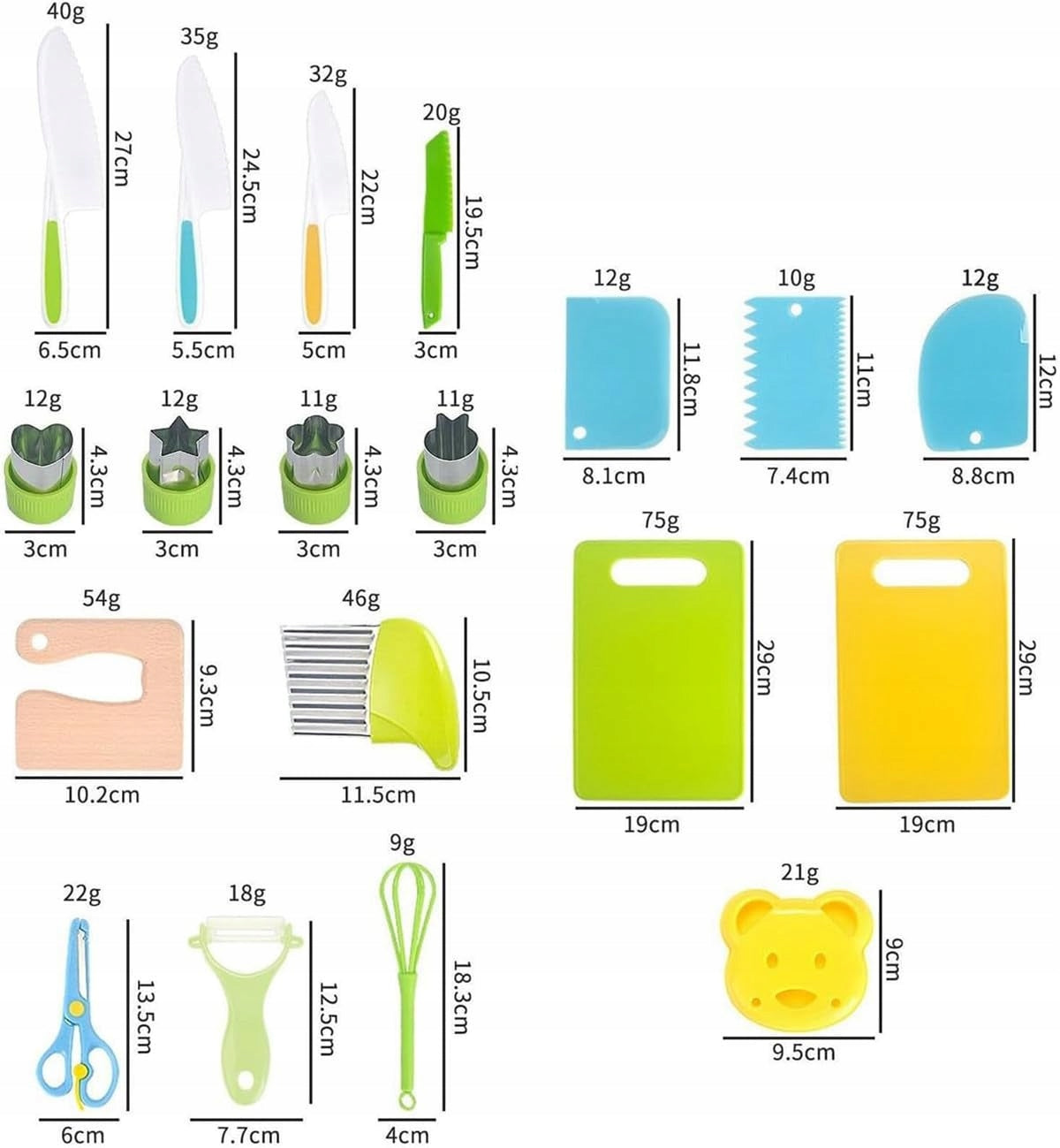 SET OF SAFE KNIVES KITCHEN ACCESSORIES FOR CHILDREN MEGA SET XXL Brand no brand