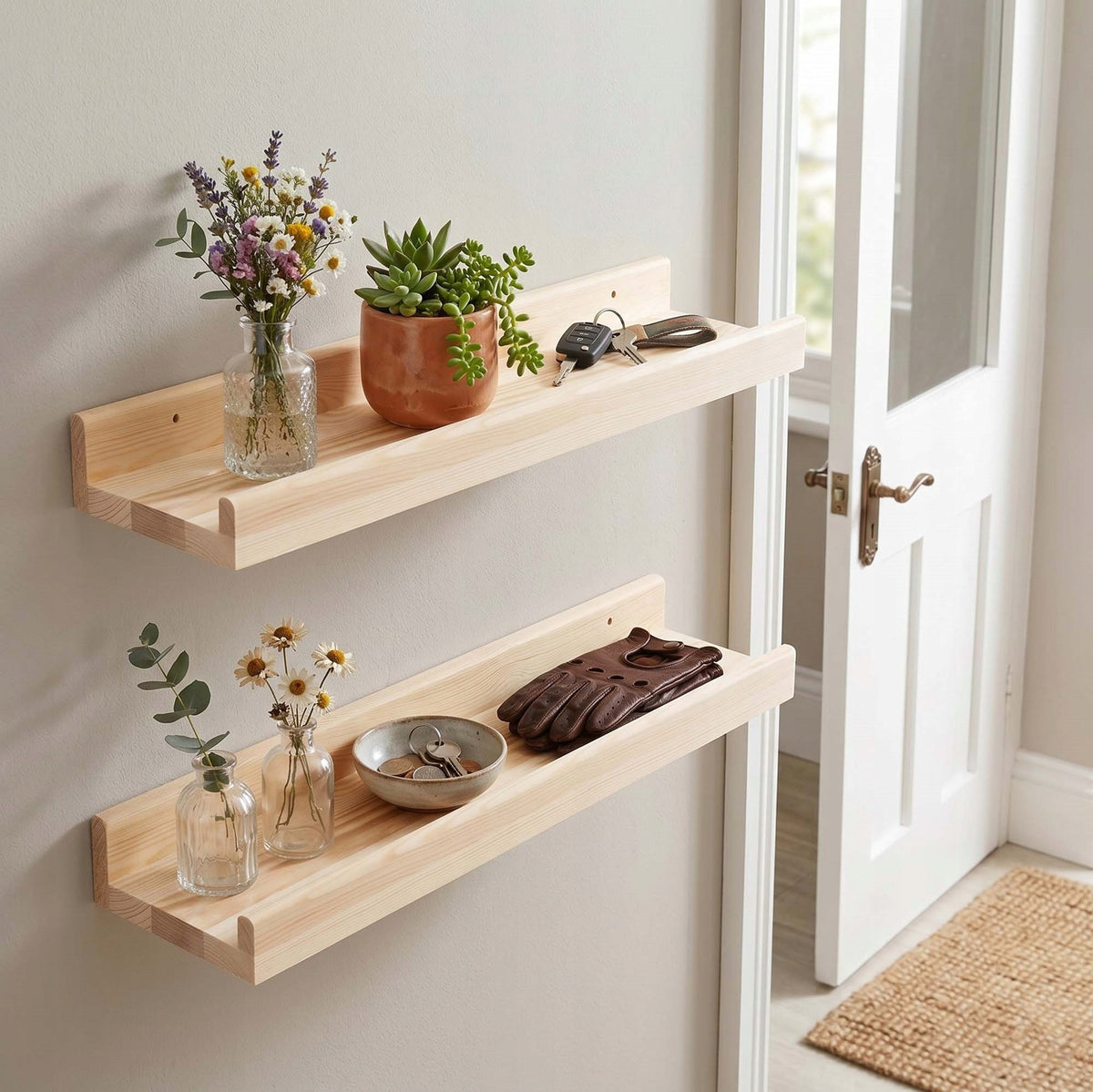SET OF SHELVES 2 pcs SHELF 50cm HANGING WOOD FOR LIVING ROOM KITCHEN FOR BOOKS x2 Packaging status original