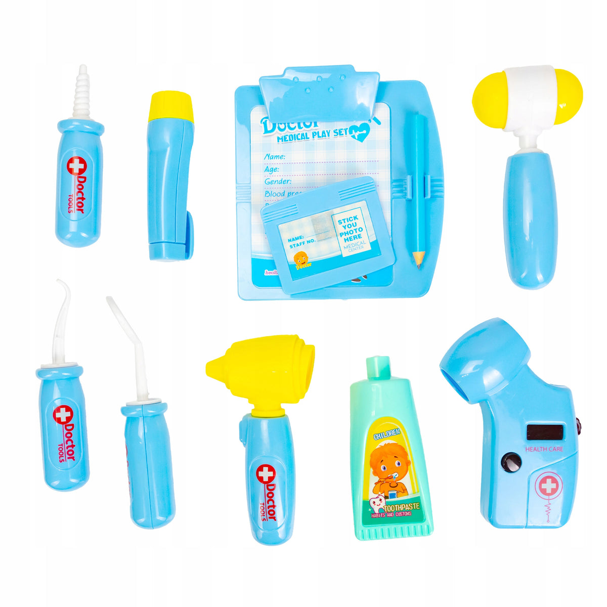 SET OF SMALL DENTIST FOR CHILDREN STETHOSCOPE APRON BEAR + CHEST Packaging status original