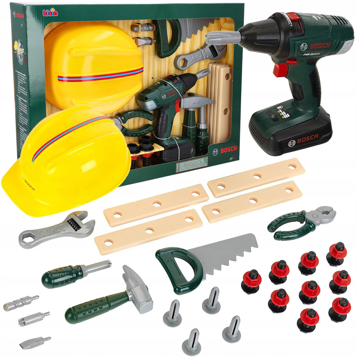 SET OF SMALL DIY Drill Helmet + Accessories BOSCH II KLEIN