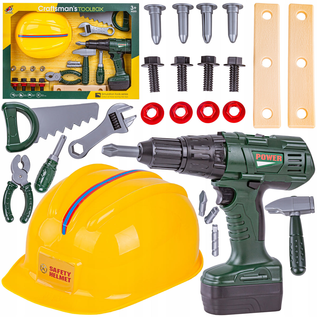 SET OF SMALL DIY SCREWDRIVER TOOLS Helmet Saw Hammer Workshop