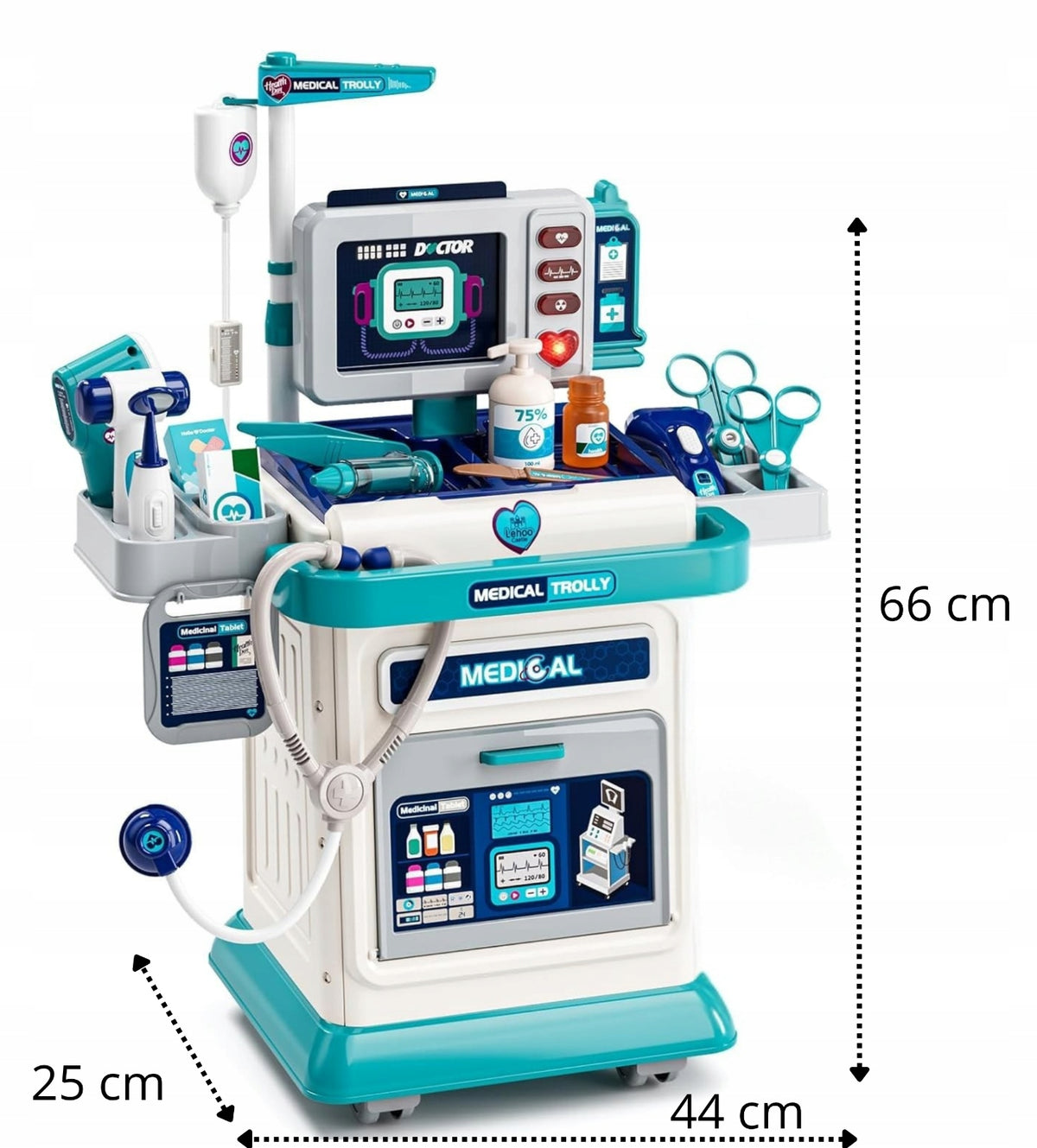 SET OF SMALL DOCTOR FOR CHILDREN MEDICAL STROLLER 37 EL. ECG X-RAY + 4x AA Role doctor