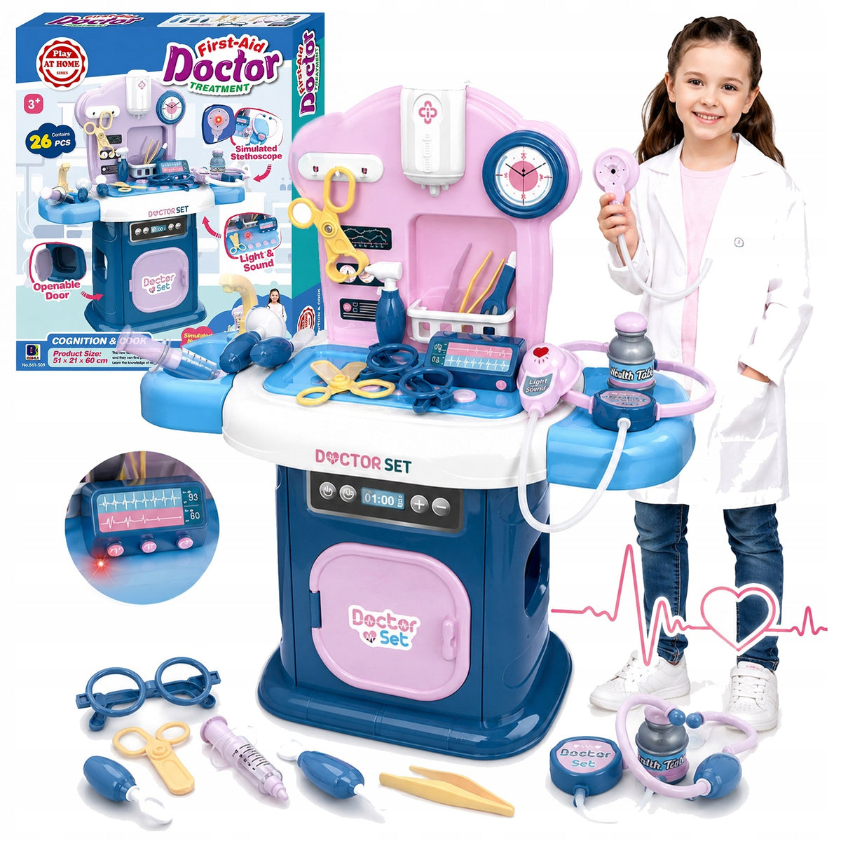 SET OF SMALL DOCTOR LIGHT SOUND MEDICAL STATION FOR CHILDREN
