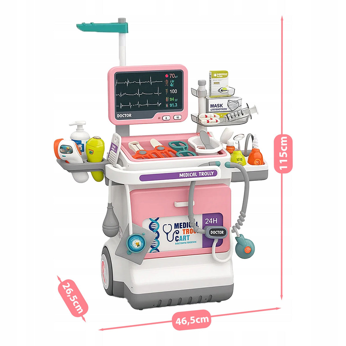SET OF SMALL DOCTOR MEDICAL TROLLEY RTG EKG STETHOSCOPE SOUNDS Role doctor