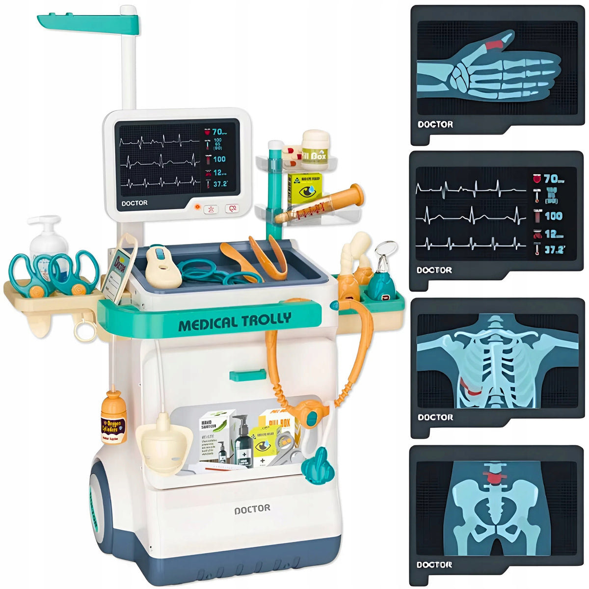 SET OF SMALL DOCTOR STROLLER DOCTOR EKG INTERACTIVE FOR CHILDREN XXL 26 EL