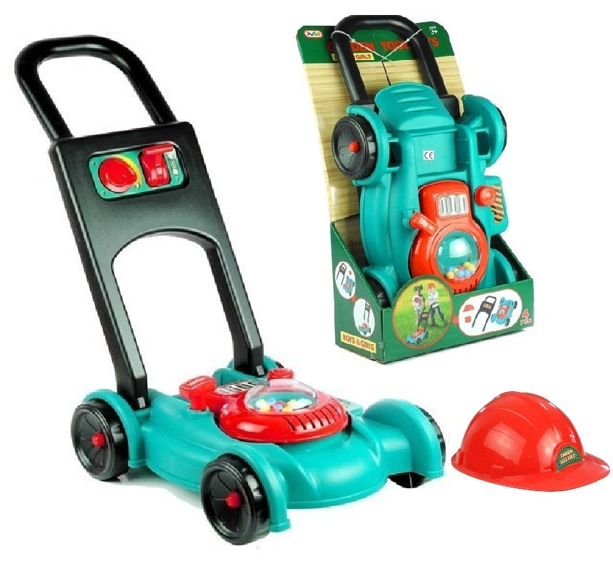 SET OF SMALL GARDENER PUSHER MOWER HELMET CANISTER ACCESSORIES GREEN