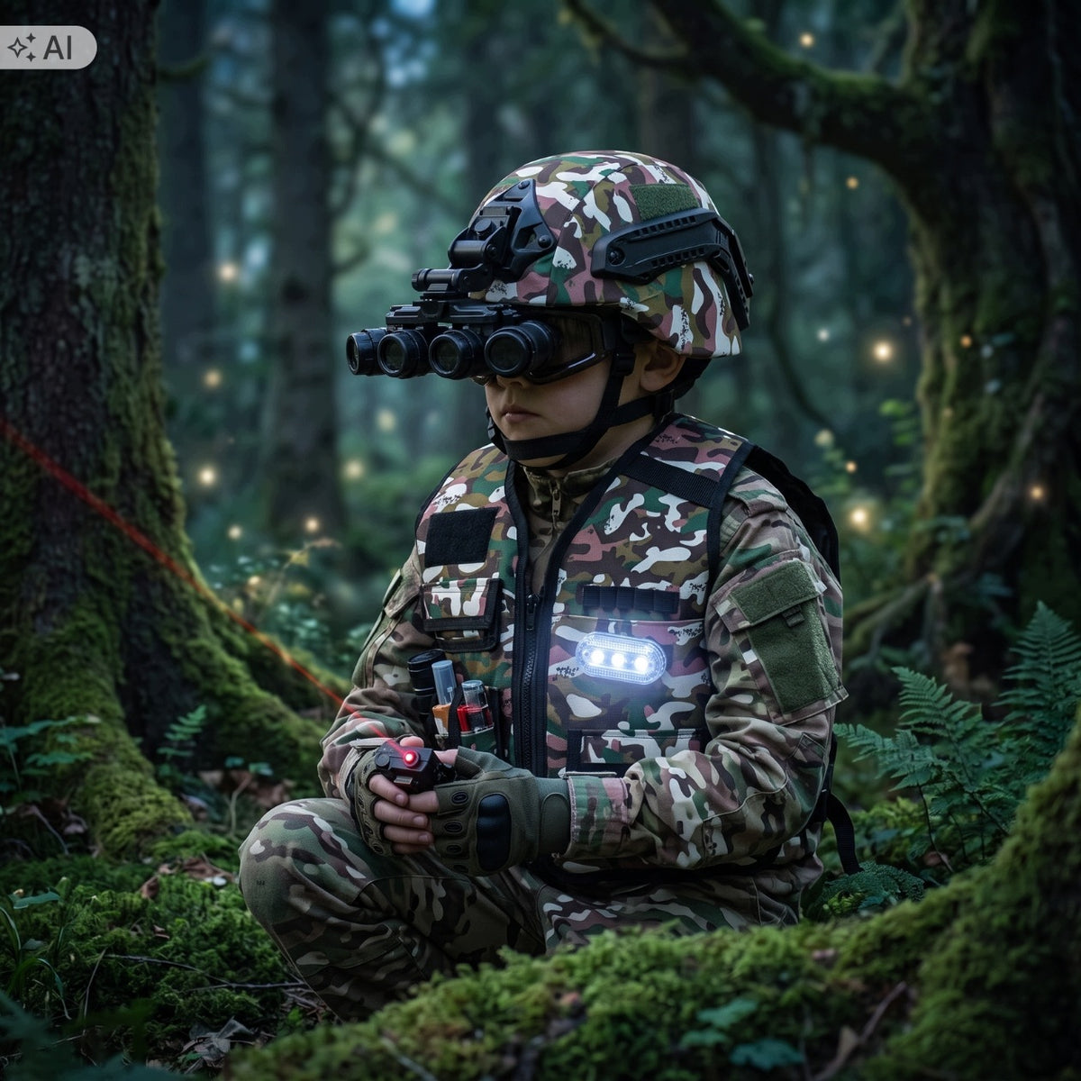 SET OF SMALL MILITARY SOLDIER FOR CHILDREN VEST BINOCULARS Packaging status original