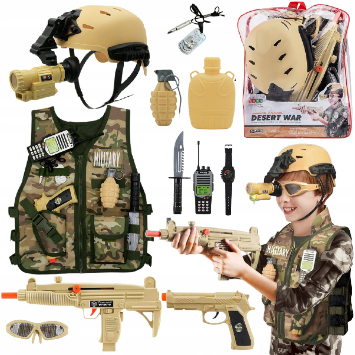 SET OF SMALL SOLDIER MILITARY SET SMALL SOLDIER TOYS HELMET BINOCULARS
