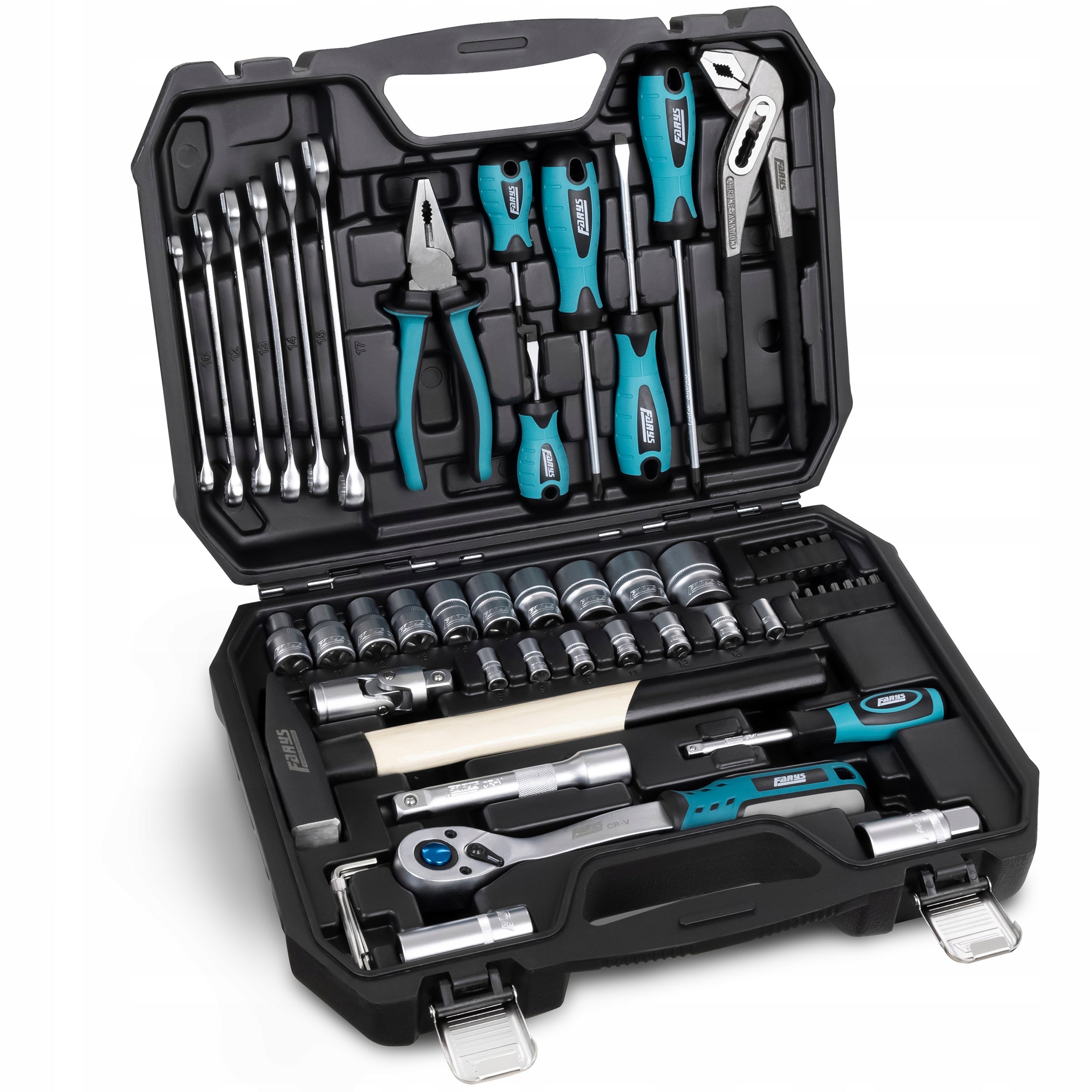 SET OF SOCKET WRENCH TOOLS 56el. IN CASE RATCHET CAPS FR2042 Packaging status original