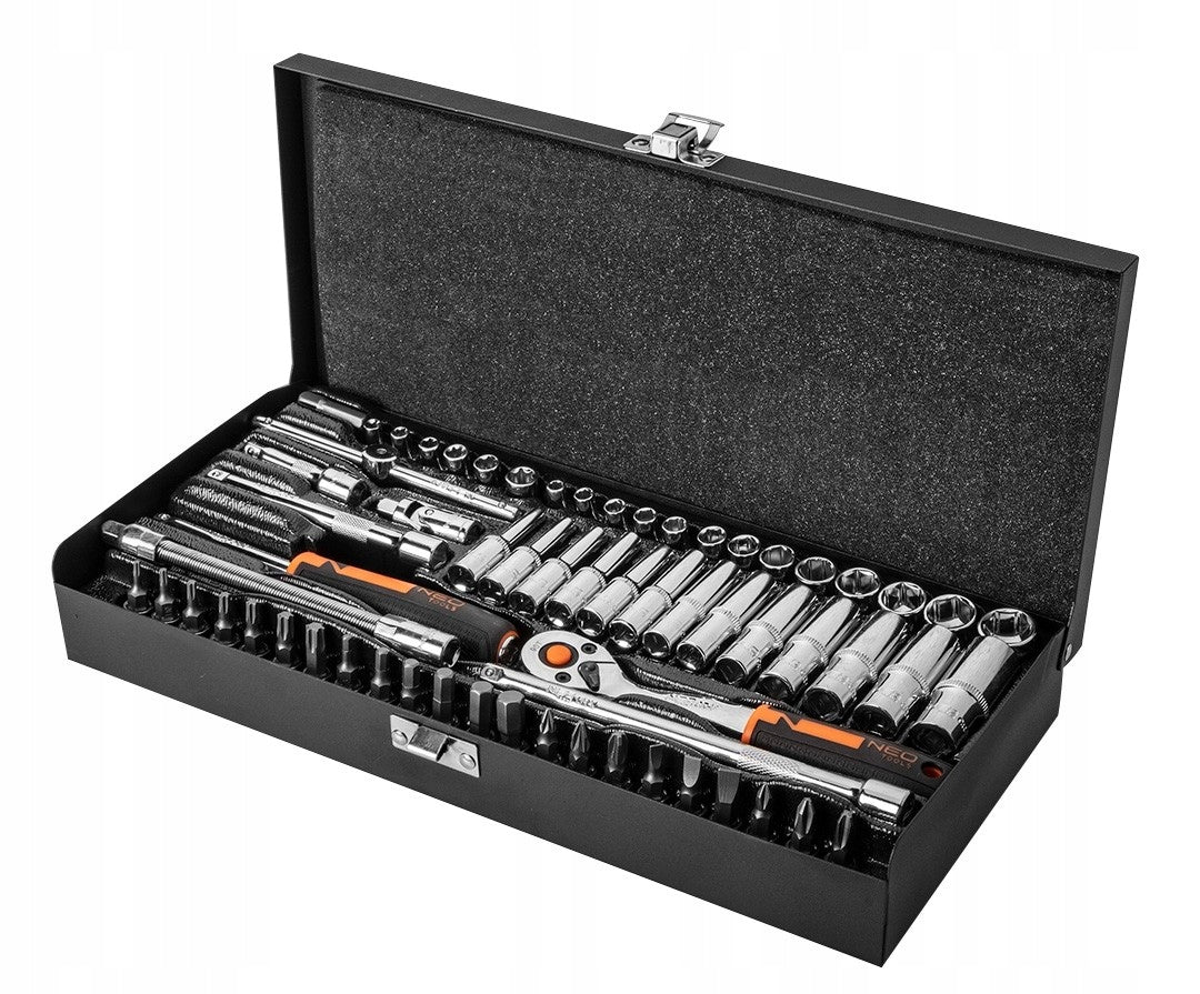SET OF SOCKET WRENCHES 1/4'' 63 el +RATTLE SUITCASE 10-008 BITS NEO Brand no brand