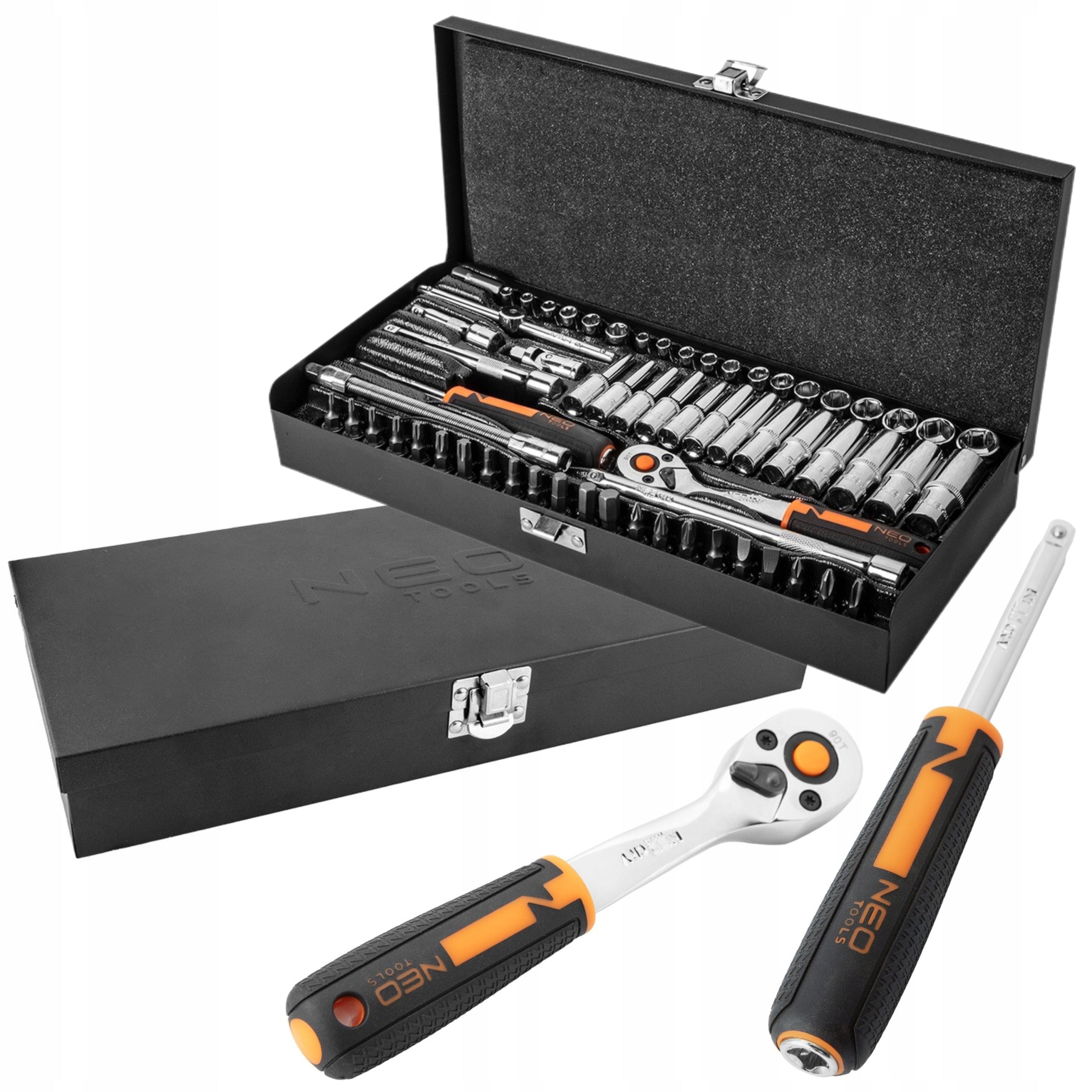 SET OF SOCKET WRENCHES 1/4'' 63 el +RATTLE SUITCASE 10-008 BITS NEO Manufacturer code 10-008