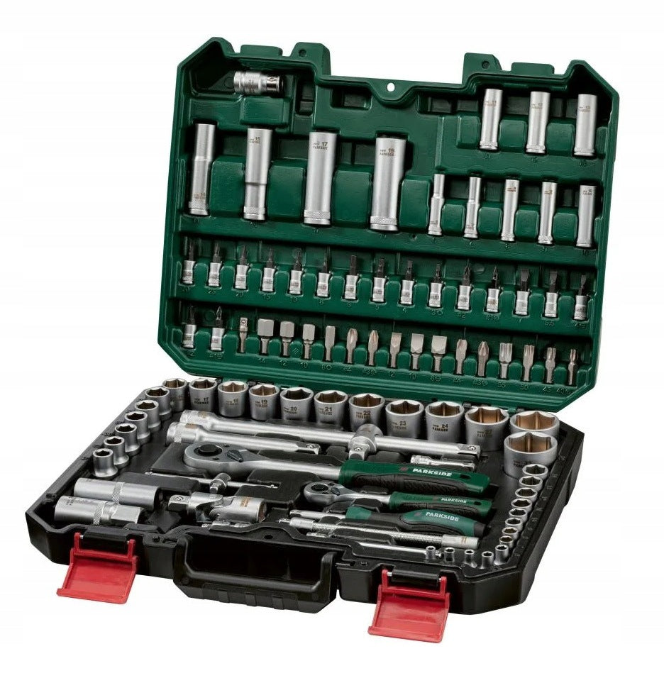 SET OF SOCKET WRENCHES PARKSIDE 2x RATCHET TOOL CASE 94 EL. Brand Parkside