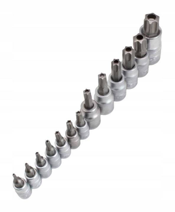 SET OF SOCKET WRENCHES TORX SOCKETS WITH HOLE T8-T60 SATRA Brand Techman