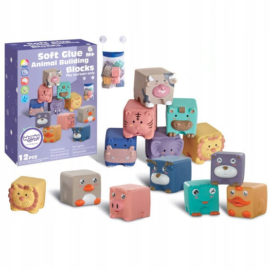 SET OF SOFT SENSORY BLOCKS PUZZLE SOUND 12 EL. WOOPIE BABY
