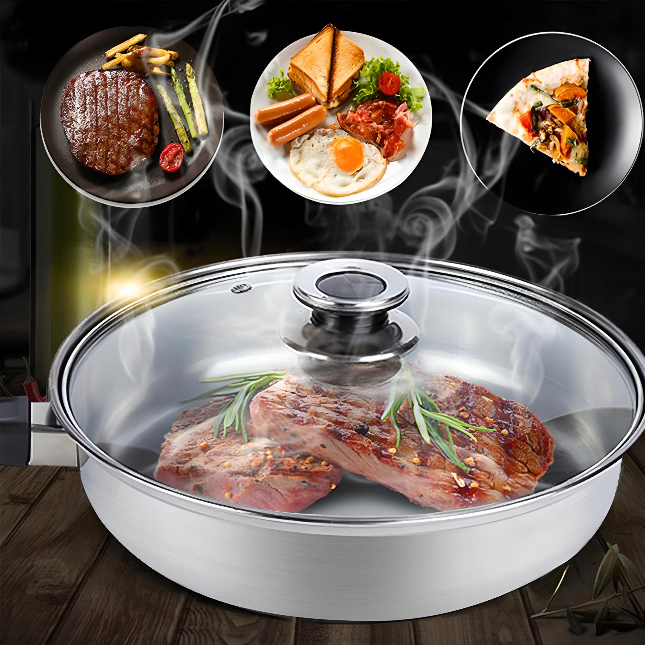 SET OF STEEL KITCHEN POTS AND PAN 12 ELEMENTS STEEL LID Coating type no coating