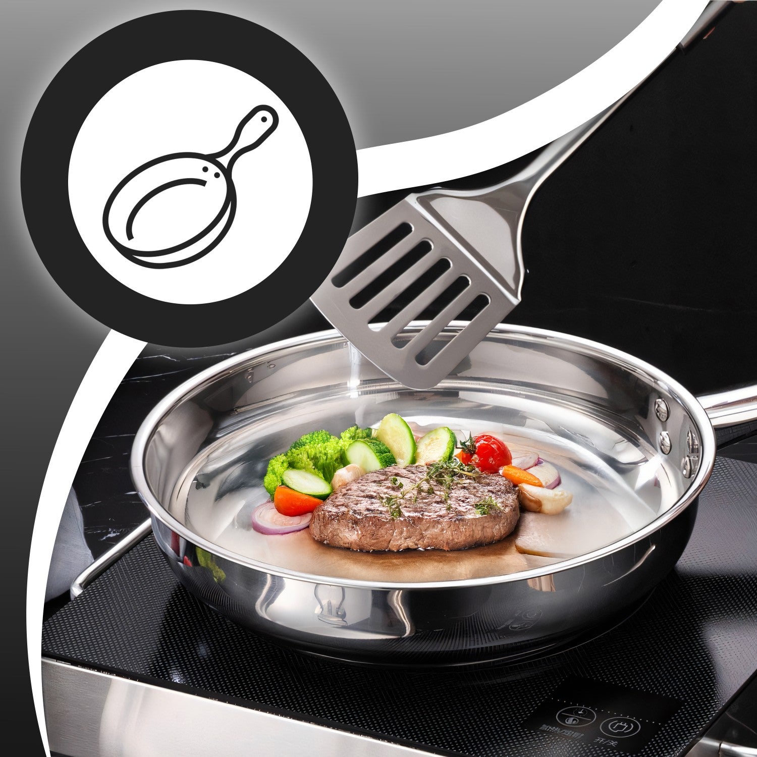 SET OF STEEL POTS 15 ELEMENTS FRYING PAN + SCOOPS + LIDS EAN (GTIN) 5903418557638