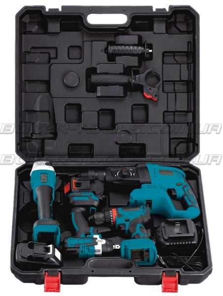 SET OF TOOLS ACCUMULATOR. 36V 4IN1 HAMMER DRILL GRINDER WRENCH SCREWDRIVER Brand Boxer