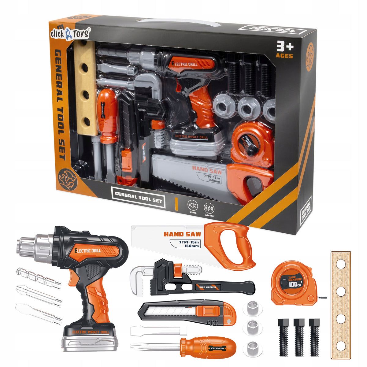 SET OF TOOLS FOR CHILDREN BATTERY-OPERATED DRILL WRENCH SCREWDRIVER 17EL