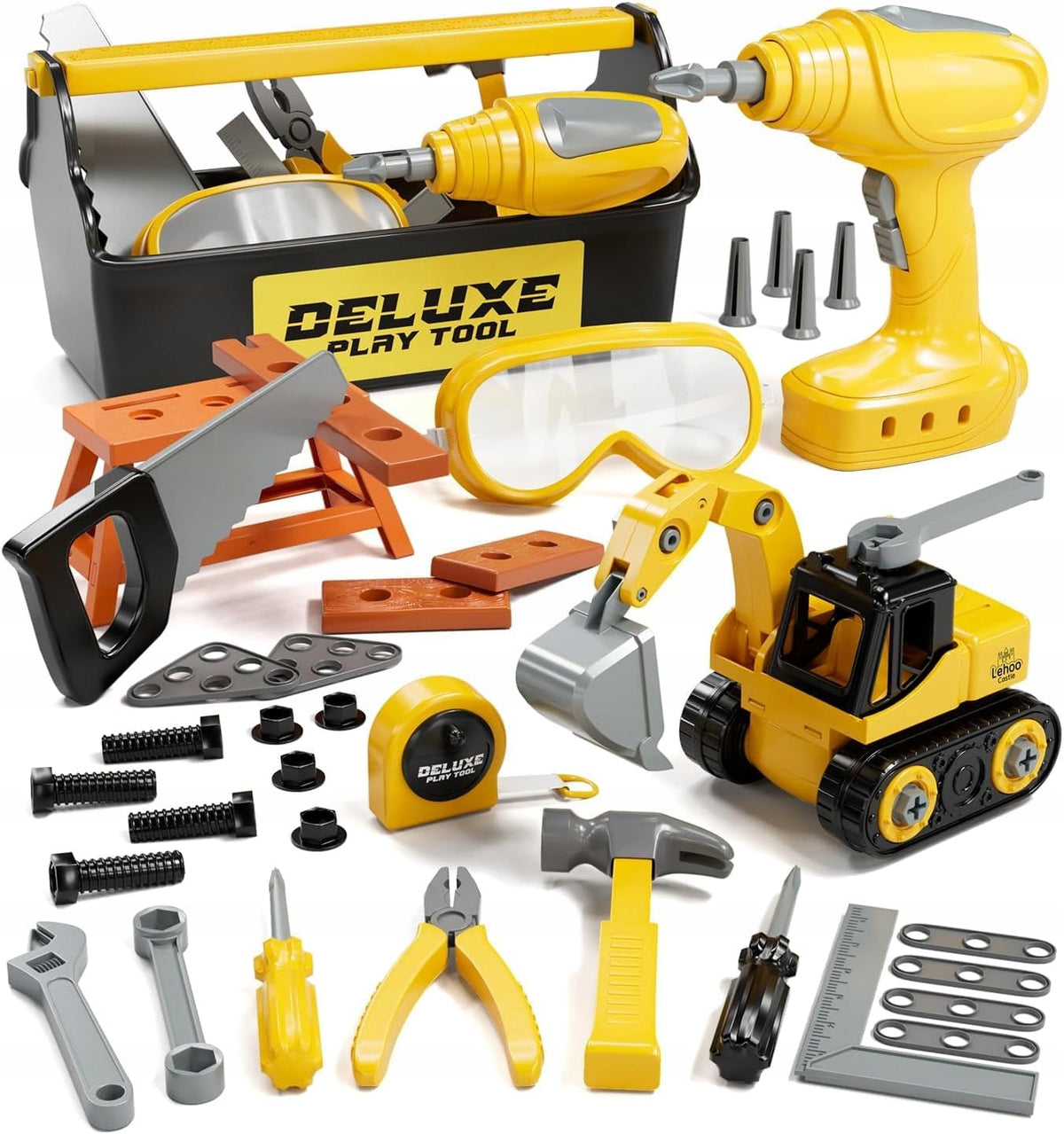 SET OF TOOLS FOR CHILDREN DRILL EXCAVATOR WORKSHOP SUITCASE