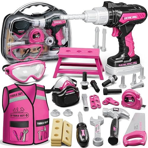 SET OF TOOLS FOR GIRLS PINK DRILL GIFT BOX Brand no brand