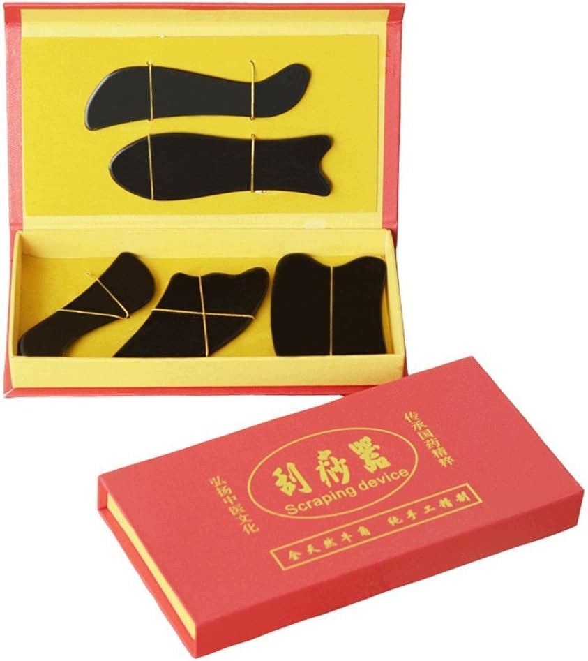 SET OF TOOLS GAUSZA ROG BUFFALO 5 PIECES ACUPUNCTURE MASSAGE Kind stone