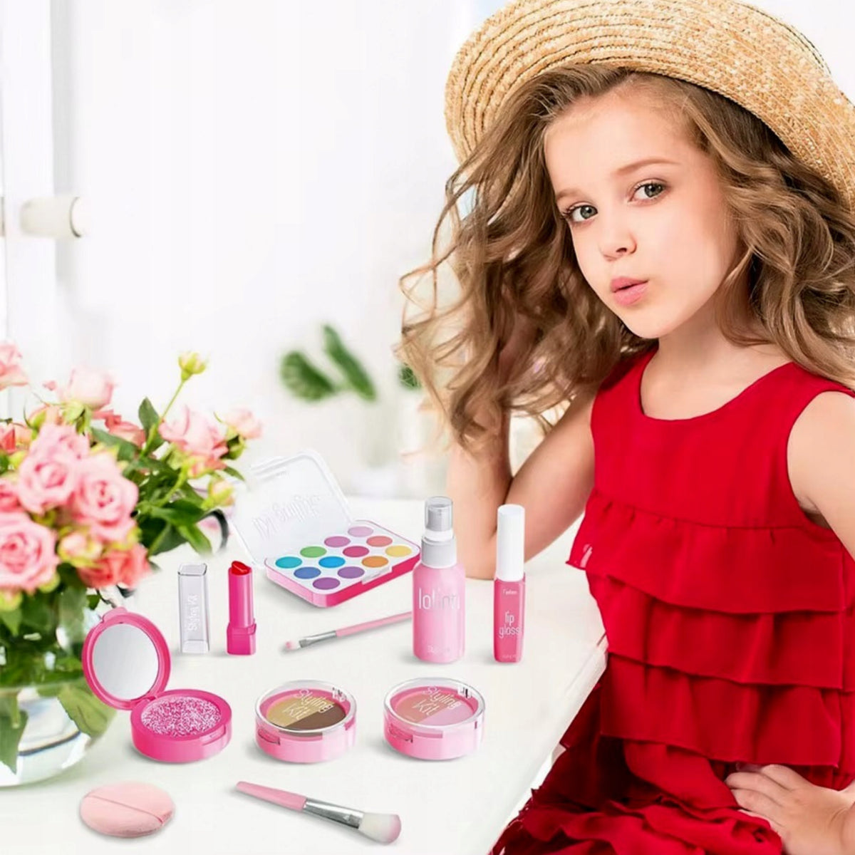 SET OF TOY COSMETICS FOR GIRLS 10 ELEMENTS FOR MAKEUP Brand Aptel